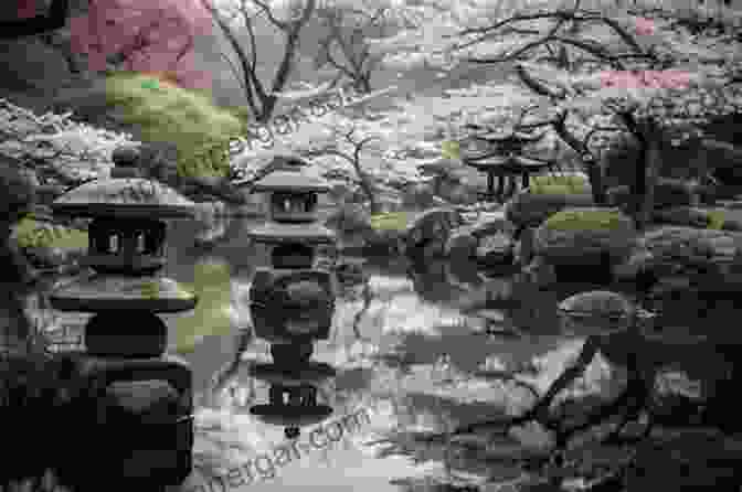 A Serene Traditional Japanese Garden With Blossoming Cherry Trees And A Tranquil Pond The War In The East : Japan China And Corea