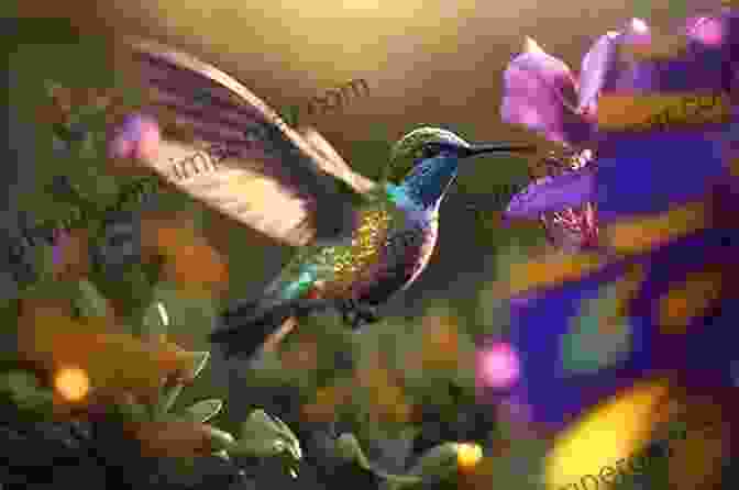 A Tiny Hummingbird Hovers Near A Flower, Its Iridescent Feathers Shimmering Like A Miniature Rainbow. Little Brothers Of The Air