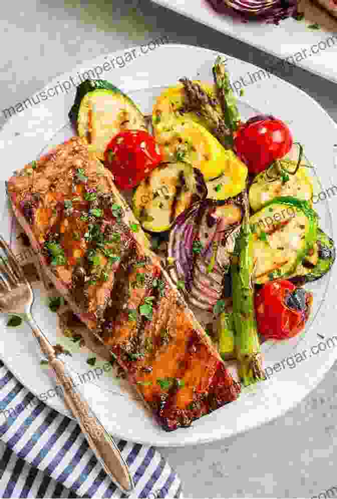 Grilled Salmon Fillet Served With Roasted Asparagus, Broccoli, And Carrots DIABETIC COOKBOOK FOR BEGINNERS: Delicious Healthy Easy Recipes With 21 Day Meal Plan To Manage Type 2 Diabetes And Prediabetes