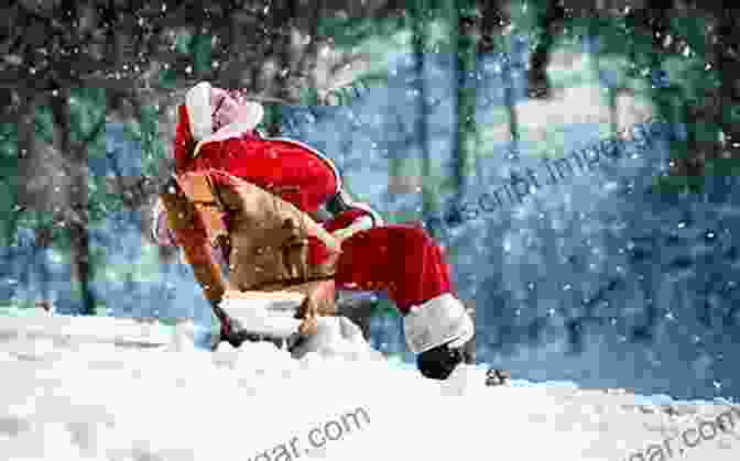 Two Children Searching For Santa Claus In A Snowy Landscape In Greenland Searching For Santa Claus In Greenland